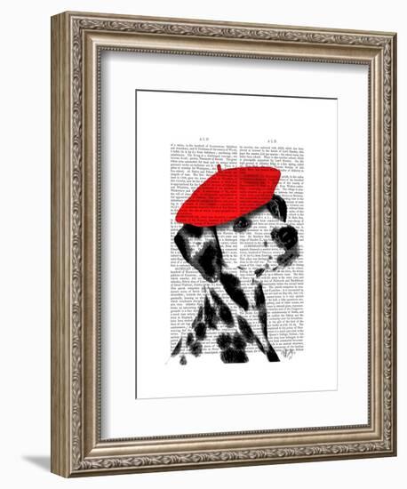 Dalmatian with Red Beret-Fab Funky-Framed Art Print