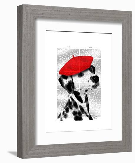 Dalmatian with Red Beret-Fab Funky-Framed Art Print