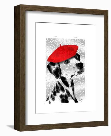 Dalmatian with Red Beret-Fab Funky-Framed Art Print