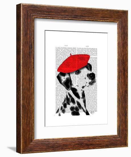 Dalmatian with Red Beret-Fab Funky-Framed Art Print