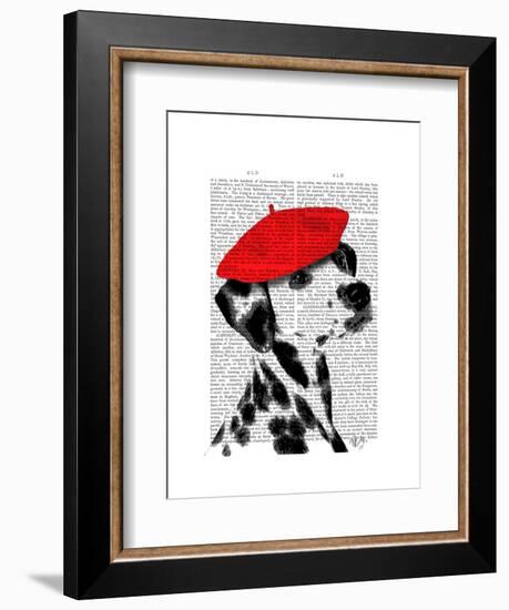 Dalmatian with Red Beret-Fab Funky-Framed Art Print