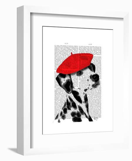 Dalmatian with Red Beret-Fab Funky-Framed Art Print