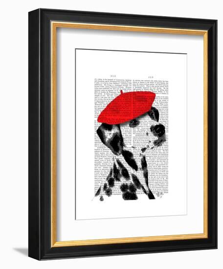 Dalmatian with Red Beret-Fab Funky-Framed Art Print