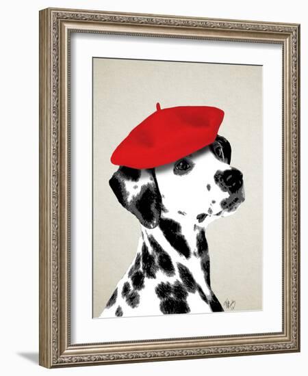 Dalmatian with Red Beret-Fab Funky-Framed Art Print