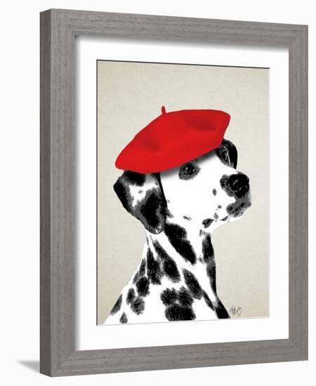 Dalmatian with Red Beret-Fab Funky-Framed Art Print