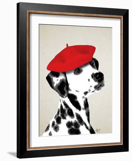 Dalmatian with Red Beret-Fab Funky-Framed Art Print