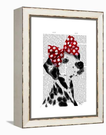 Dalmatian with Red Bow-Fab Funky-Framed Stretched Canvas