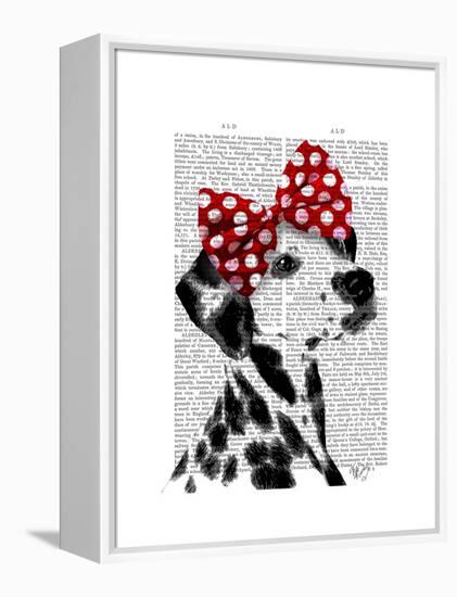 Dalmatian with Red Bow-Fab Funky-Framed Stretched Canvas