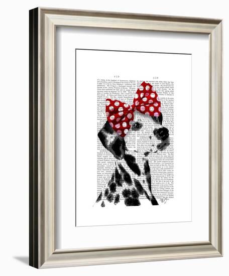 Dalmatian with Red Bow-Fab Funky-Framed Art Print