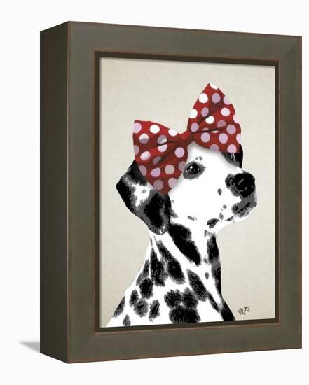 Dalmatian with Red Bow-Fab Funky-Framed Stretched Canvas