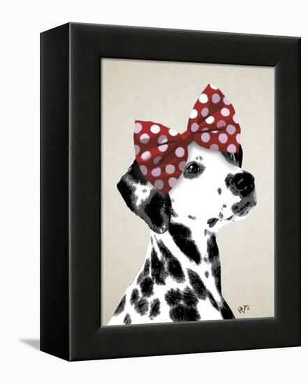 Dalmatian with Red Bow-Fab Funky-Framed Stretched Canvas