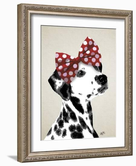 Dalmatian with Red Bow-Fab Funky-Framed Art Print