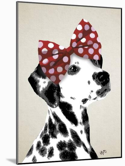 Dalmatian with Red Bow-Fab Funky-Mounted Art Print