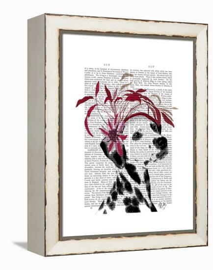 Dalmatian with Red Fascinator-Fab Funky-Framed Stretched Canvas