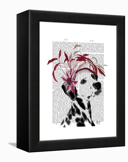 Dalmatian with Red Fascinator-Fab Funky-Framed Stretched Canvas