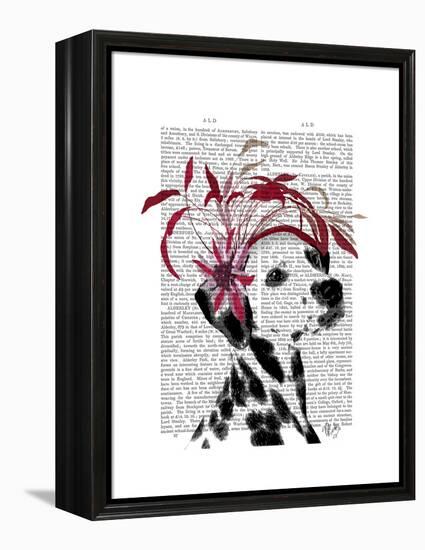 Dalmatian with Red Fascinator-Fab Funky-Framed Stretched Canvas