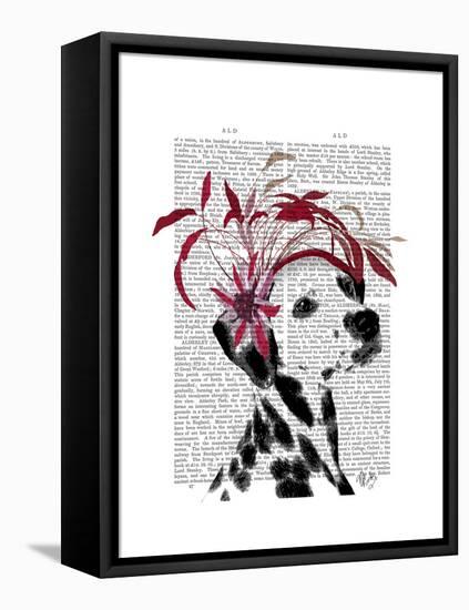 Dalmatian with Red Fascinator-Fab Funky-Framed Stretched Canvas