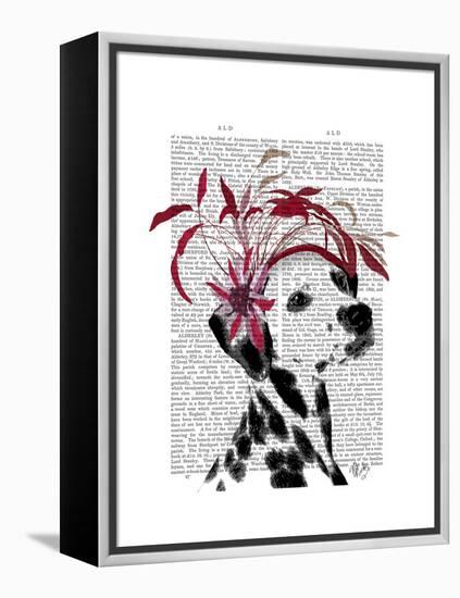 Dalmatian with Red Fascinator-Fab Funky-Framed Stretched Canvas