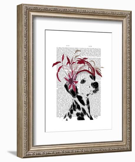 Dalmatian with Red Fascinator-Fab Funky-Framed Art Print