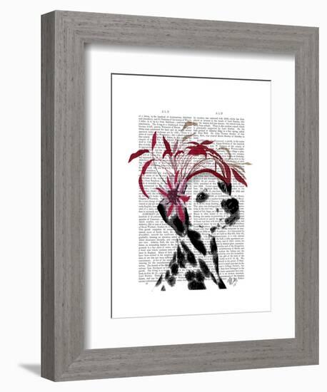 Dalmatian with Red Fascinator-Fab Funky-Framed Art Print