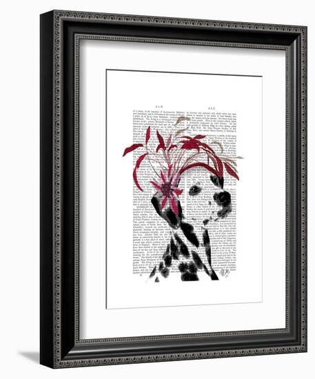 Dalmatian with Red Fascinator-Fab Funky-Framed Art Print