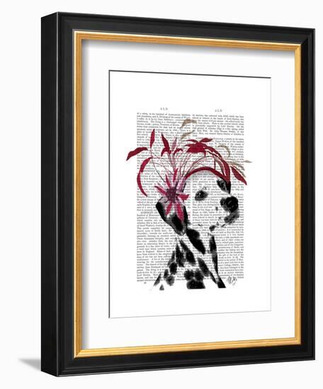 Dalmatian with Red Fascinator-Fab Funky-Framed Art Print