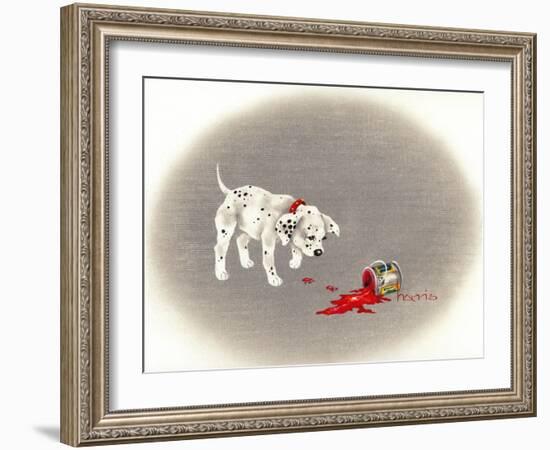 Dalmation 6- Caught Red Pawed-Peggy Harris-Framed Giclee Print