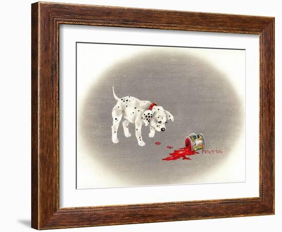 Dalmation 6- Caught Red Pawed-Peggy Harris-Framed Giclee Print