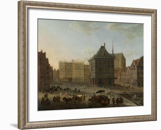 Dam in Amsterdam with the New Town Hall under Construction-Jacob van der Ulft-Framed Art Print