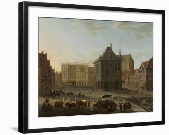 Dam in Amsterdam with the New Town Hall under Construction-Jacob van der Ulft-Framed Art Print