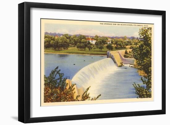 Dam on Scioto River, Columbus, Ohio-null-Framed Art Print