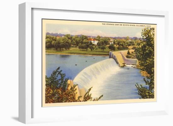 Dam on Scioto River, Columbus, Ohio-null-Framed Premium Giclee Print