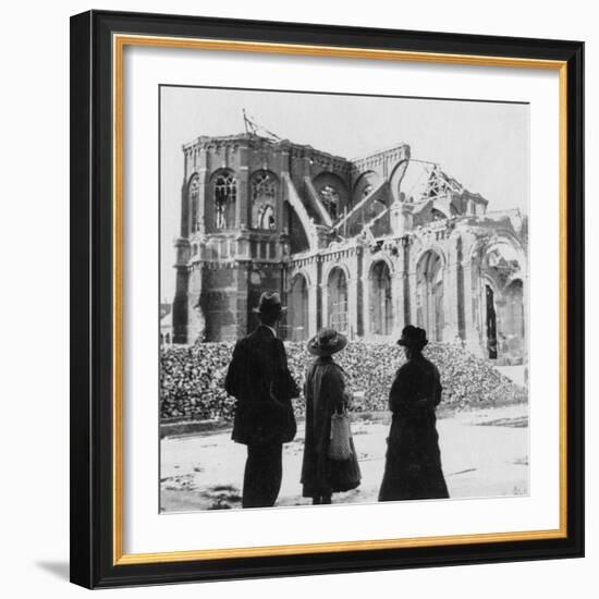 Damage to the Church of Notre Dame, Armentières, France, World War I, C1914-C1918-Nightingale & Co-Framed Giclee Print