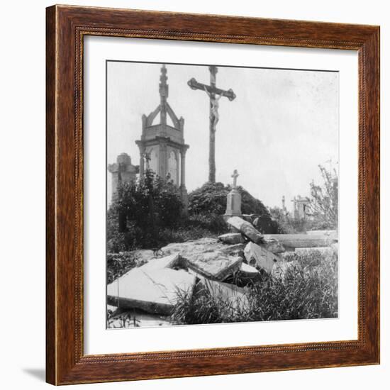 Damaged Graves, Old Communal Cemetery, Ypres, Belgium, World War I, C1914-C1918-Nightingale & Co-Framed Giclee Print