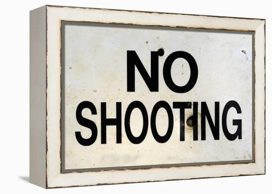 Damaged No Shooting Sign-Mr Doomits-Framed Premier Image Canvas