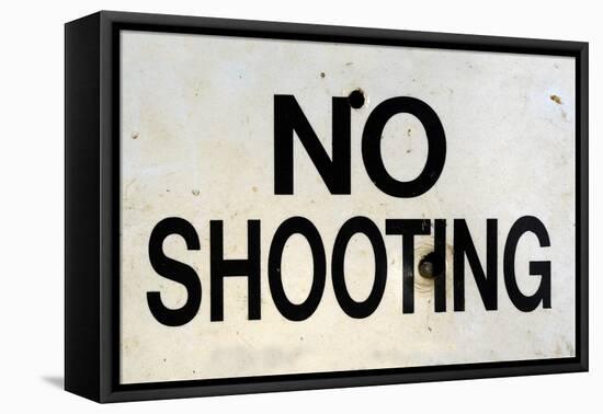 Damaged No Shooting Sign-Mr Doomits-Framed Premier Image Canvas