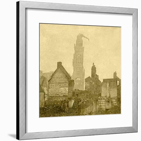 Damaged spire of Notre-Dame de Brebières, Albert, northern France, c1915-c1918-Unknown-Framed Photographic Print