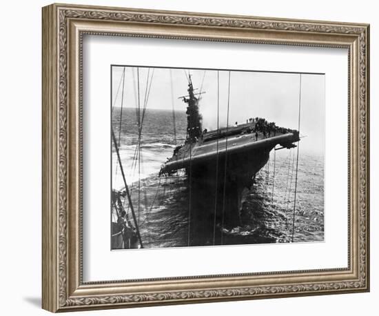 Damaged U.S. Aircraft Carrier Franklin-null-Framed Photographic Print