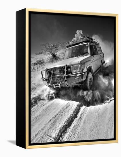 Damaraland, Four Wheel Drive Vehicles are the Best Means of Travel in Desert Environment, Namibia-Mark Hannaford-Framed Premier Image Canvas