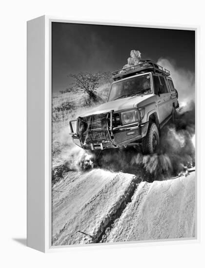 Damaraland, Four Wheel Drive Vehicles are the Best Means of Travel in Desert Environment, Namibia-Mark Hannaford-Framed Premier Image Canvas