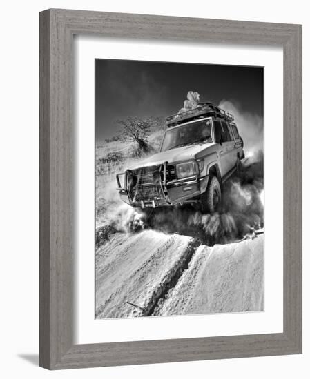 Damaraland, Four Wheel Drive Vehicles are the Best Means of Travel in Desert Environment, Namibia-Mark Hannaford-Framed Photographic Print