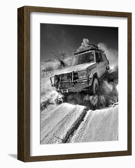 Damaraland, Four Wheel Drive Vehicles are the Best Means of Travel in Desert Environment, Namibia-Mark Hannaford-Framed Photographic Print