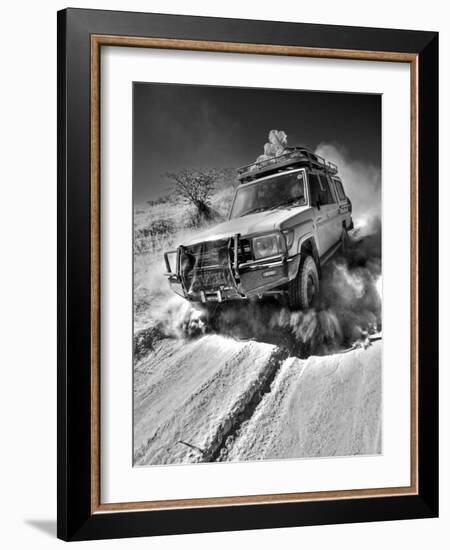 Damaraland, Four Wheel Drive Vehicles are the Best Means of Travel in Desert Environment, Namibia-Mark Hannaford-Framed Photographic Print