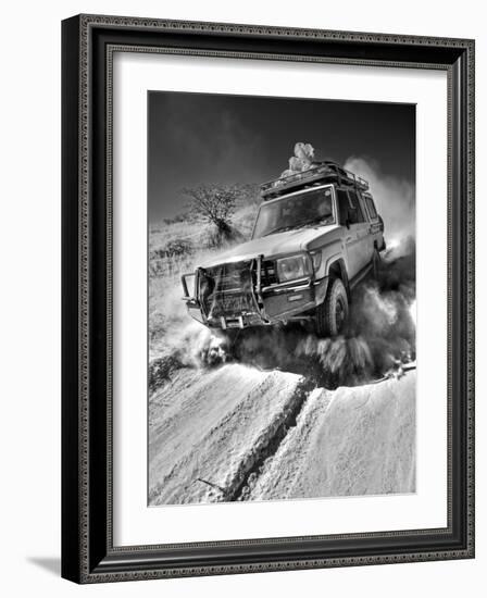 Damaraland, Four Wheel Drive Vehicles are the Best Means of Travel in Desert Environment, Namibia-Mark Hannaford-Framed Photographic Print
