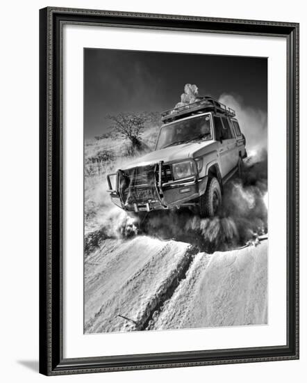 Damaraland, Four Wheel Drive Vehicles are the Best Means of Travel in Desert Environment, Namibia-Mark Hannaford-Framed Photographic Print