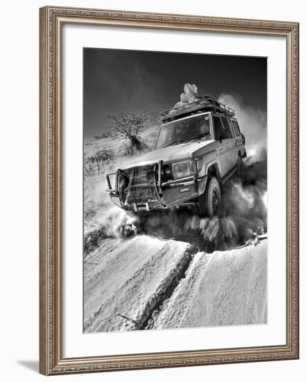 Damaraland, Four Wheel Drive Vehicles are the Best Means of Travel in Desert Environment, Namibia-Mark Hannaford-Framed Photographic Print