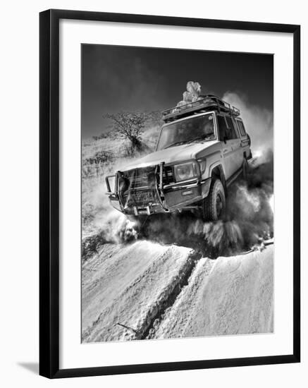 Damaraland, Four Wheel Drive Vehicles are the Best Means of Travel in Desert Environment, Namibia-Mark Hannaford-Framed Photographic Print