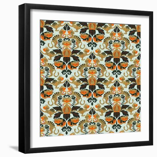 Damask Cat-Gaia Marfurt-Framed Giclee Print