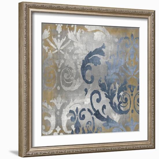 Damask in Silver and Gold I-Ellie Roberts-Framed Art Print