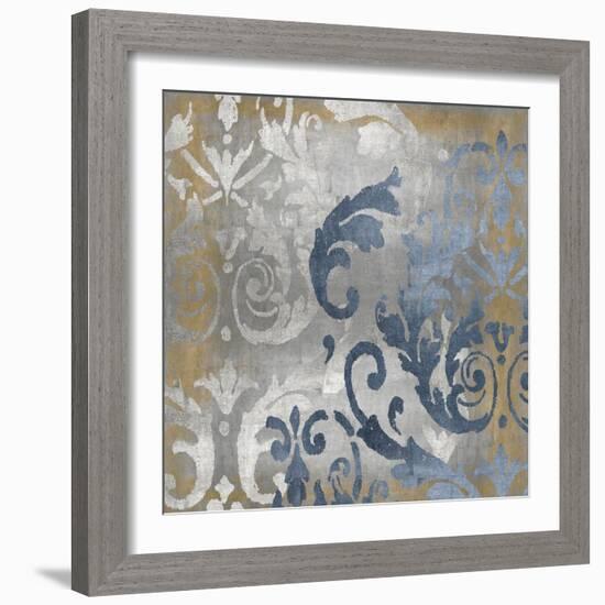 Damask in Silver and Gold I-Ellie Roberts-Framed Art Print